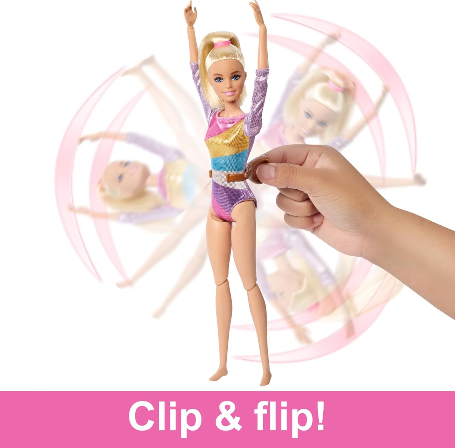HotBarbie Gymnastics Doll & Accessories Playset | Blonde Fashion Doll, C-Clip for Flipping Action, Balance Beam, Warm-Up Suit & More