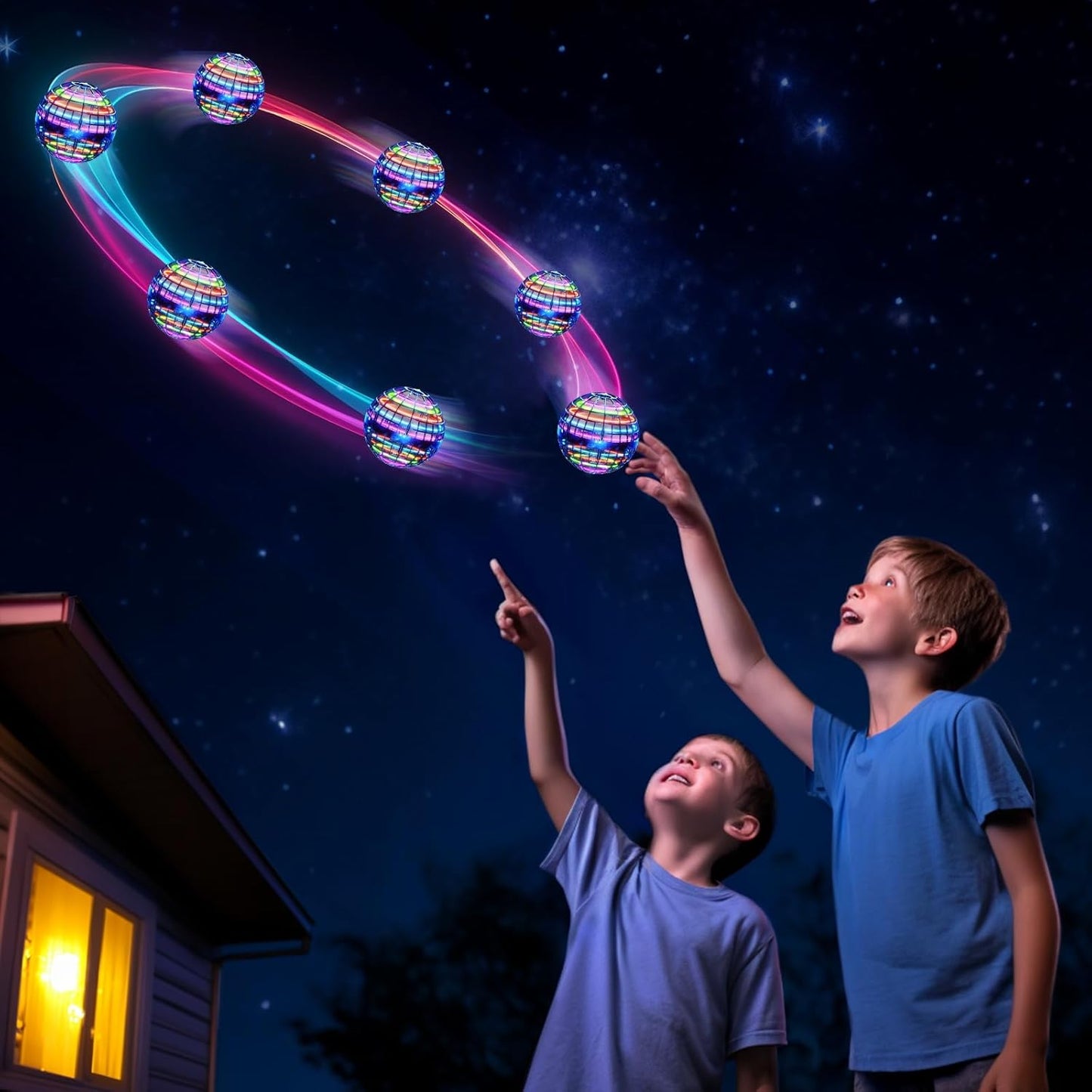 HotIvtivfu Flying Orb Ball (Blue, 2026 Upgraded) with Dazzling Lights, Magic Hover Spinner, Cool Boomerang Drone, Floating Cosmic Globe, Kids Toys Gifts for 6 7 8 9 10 Year Old Boys Girls