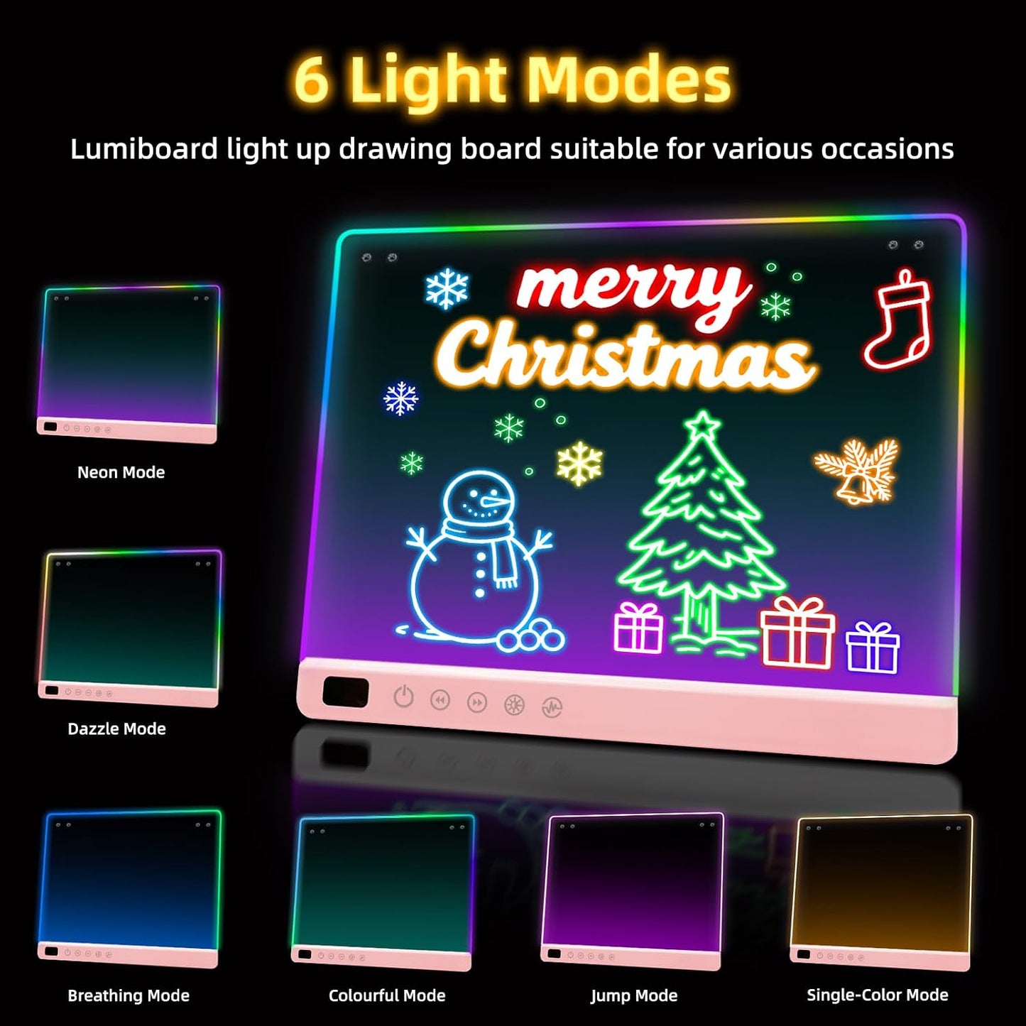 Hot Led Drawing Board with 13 Light Effects, 16" Rechargeable Glow Doodle LED Note Board with Colors, Neon Light Up Drawing Tablet Gifts for Kids for Easter Birthday Christmas Gift Ideas