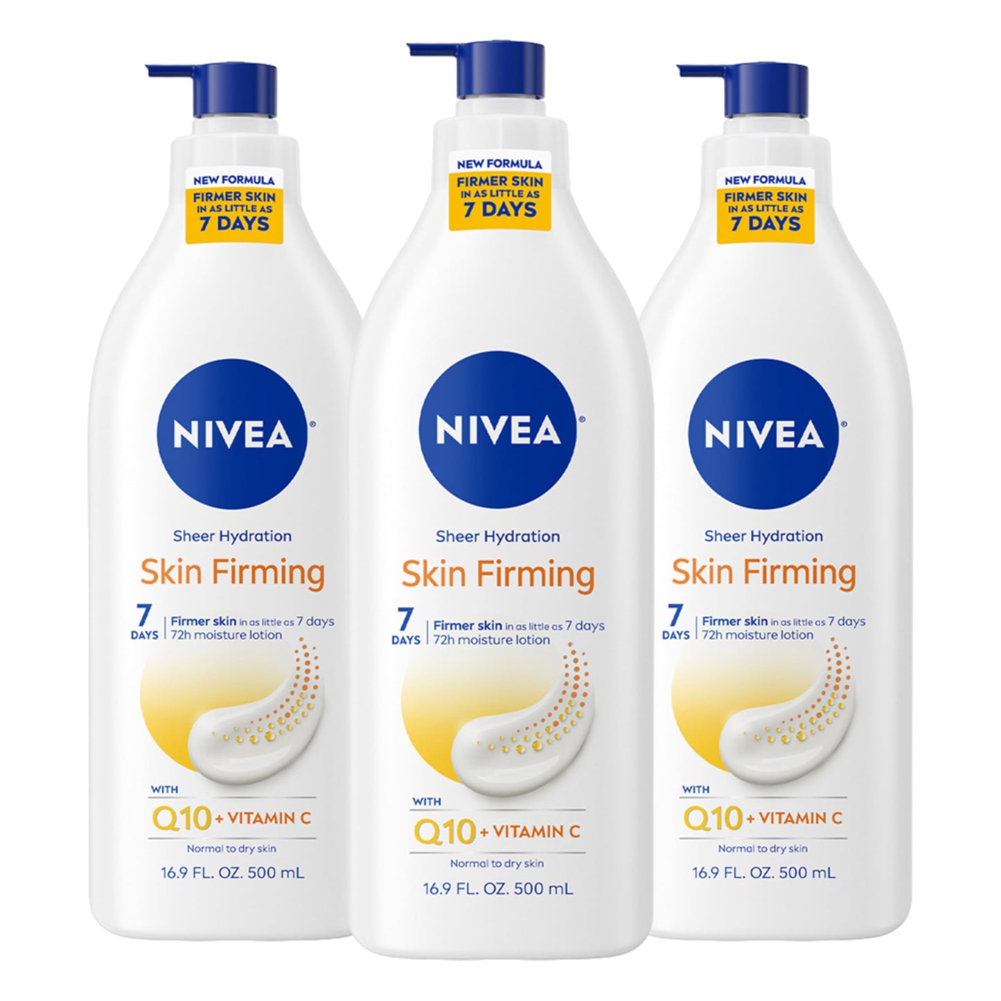 HotNIVEA Sheer Hydration Skin Firming Body Lotion with Q10 and Vitamin C, 72-Hour Body Moisturizer for Normal to Dry Skin, 33.8 Fl Oz Value Size Pump Bottle