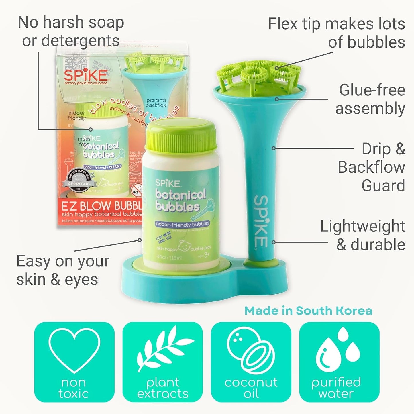 Hot Innobaby Spike Bubble Blower w/Mess Free Botanical Bubbles & Tray - Aqua
