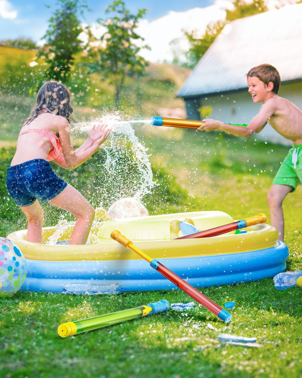 Hot LQYoyz Water Guns for Kids -16.5'' Bulk Squirt Gun for Kids Adults, Summer Party Blaster Water Guns for Outdoor Swimming Pool Beach Water Fighting 6 Pack
