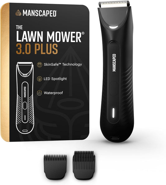 HotMANSCAPED® The Lawn Mower® 3.0 Plus Groin & Body Hair Trimmer – Updated SkinSafe® Trimmer Blade, Waterproof Wet/Dry Groomer, USB-C Rechargeable, Men’s Wireless Ball Shaver, Tuxedo Black