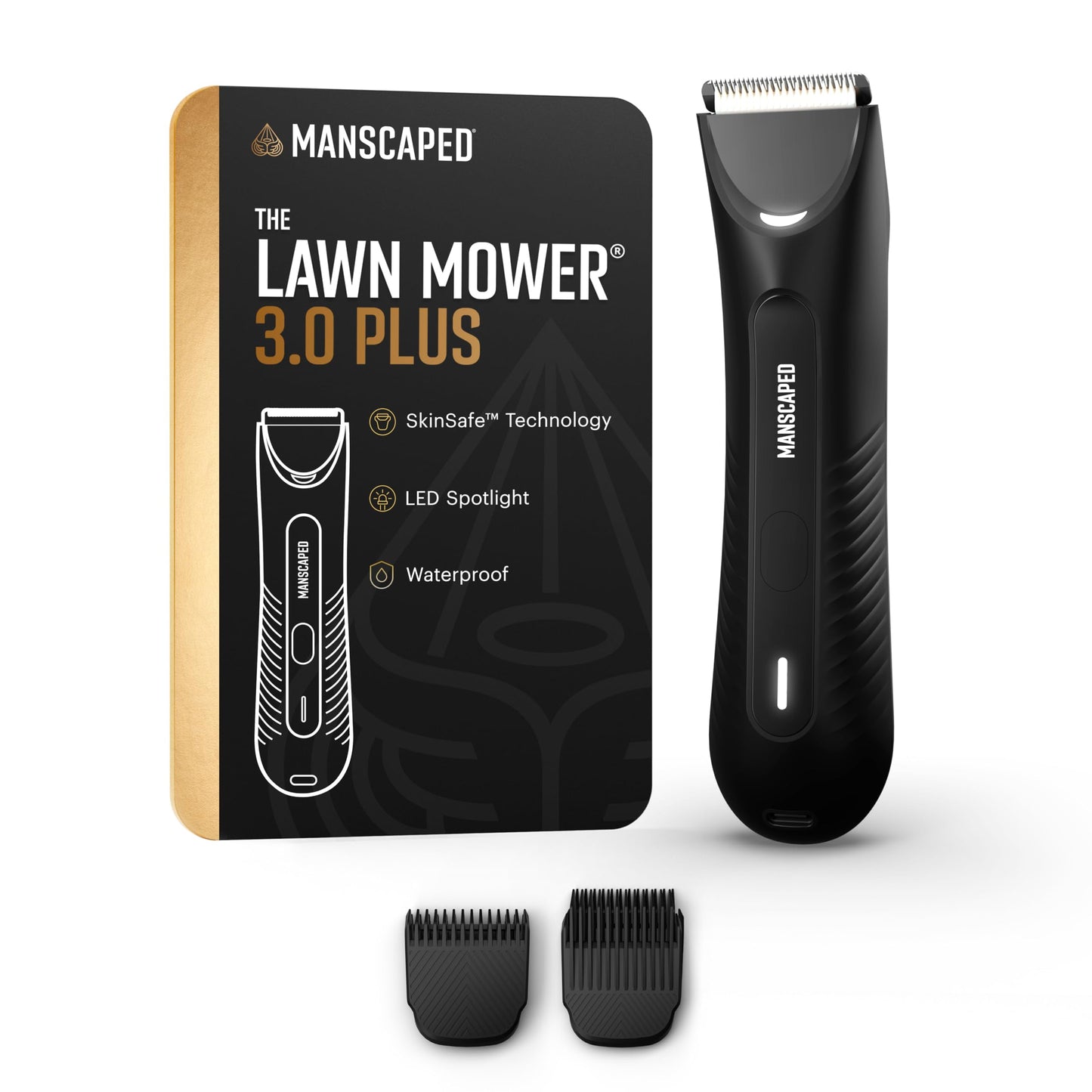 HotMANSCAPED® The Lawn Mower® 3.0 Plus Groin & Body Hair Trimmer – Updated SkinSafe® Trimmer Blade, Waterproof Wet/Dry Groomer, USB-C Rechargeable, Men’s Wireless Ball Shaver, Tuxedo Black