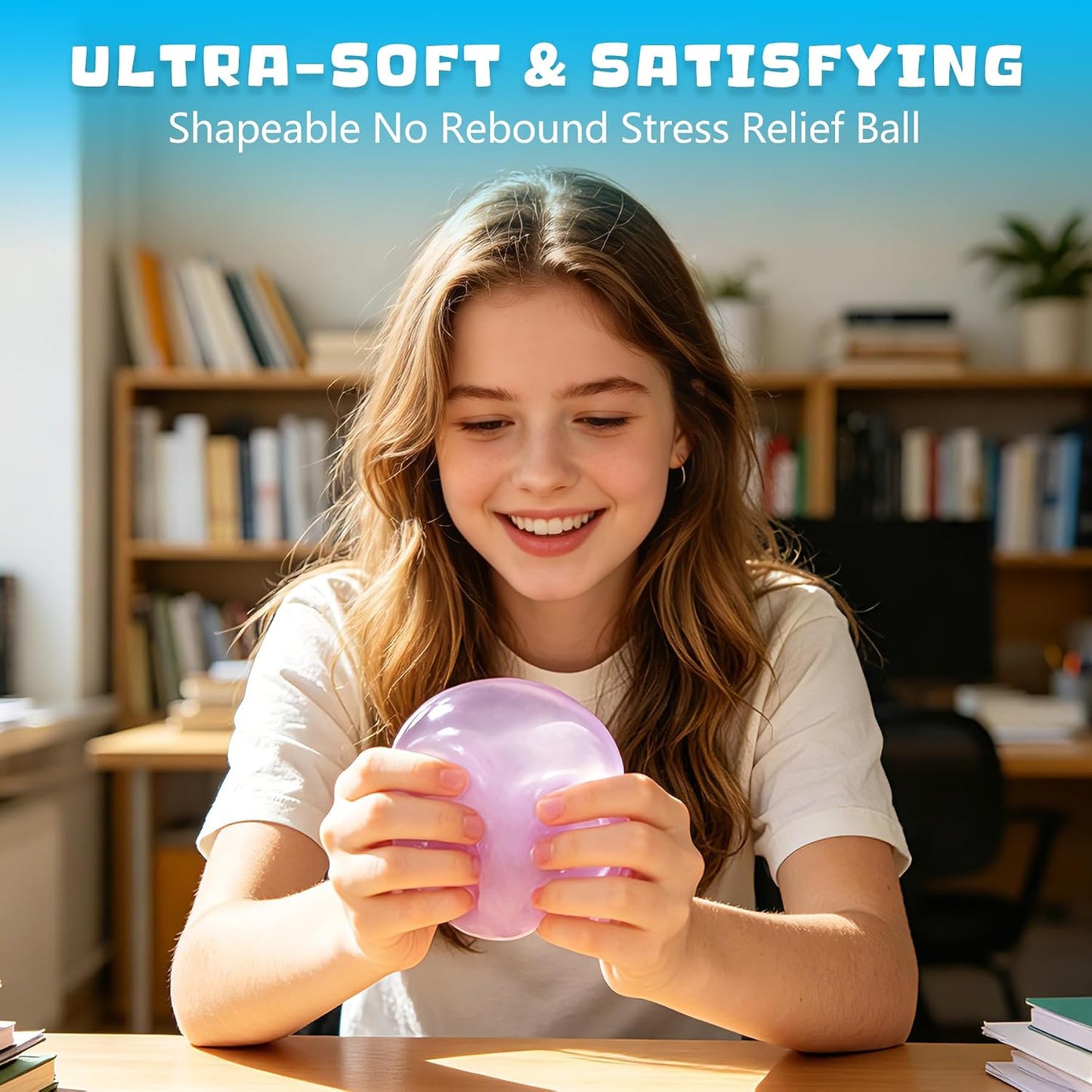 Hot 2 PCS Coconut Oil Squishy – Formable No-Rebound Stress Relief Balls, Sensory Fidget Toys for Study Work & Relaxation, Calming Desk Decor Anxiety Relief Gifts for Kids & Adults(Blue+Pink)