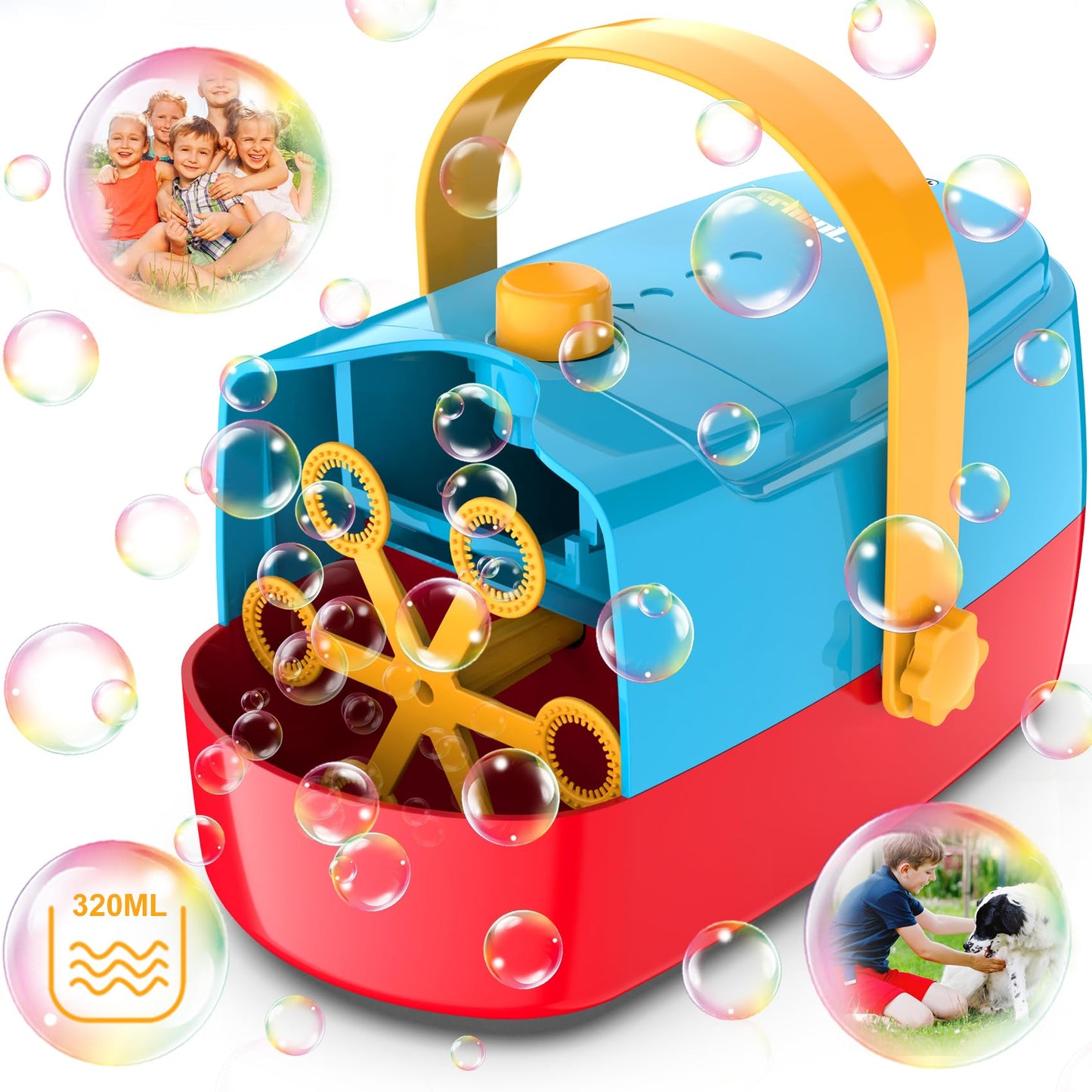HotZerhunt Durable Bubble Machine for Party: 3 Power Modes for Non-Stop Fun - 18000+ Bubbles Per Minute High Output 30 Mins Bubbles per Refill - Kids Safe Auto-Stop for Outdoor Backyard Birthday