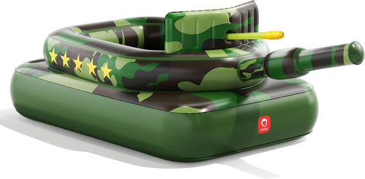 HotQPAU Inflatable Tank Pool Float for Adults & Kids – Ride-On Camouflage Floaty with Water Cannon, Swim Raft Toy for Boys Girls, Lake Beach Backyard Party Floaties