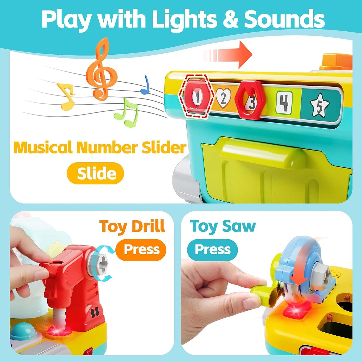 Hot iPlay, iLearn Toddler Musical Workbench Toys for One Year Old Boys, Baby Pretend Play Tool Set, Infant Shape Sorter Activities, Kids Pounding Game, 1st Birthday Gift for 12 18 24 Month Girls Age 1 2 3