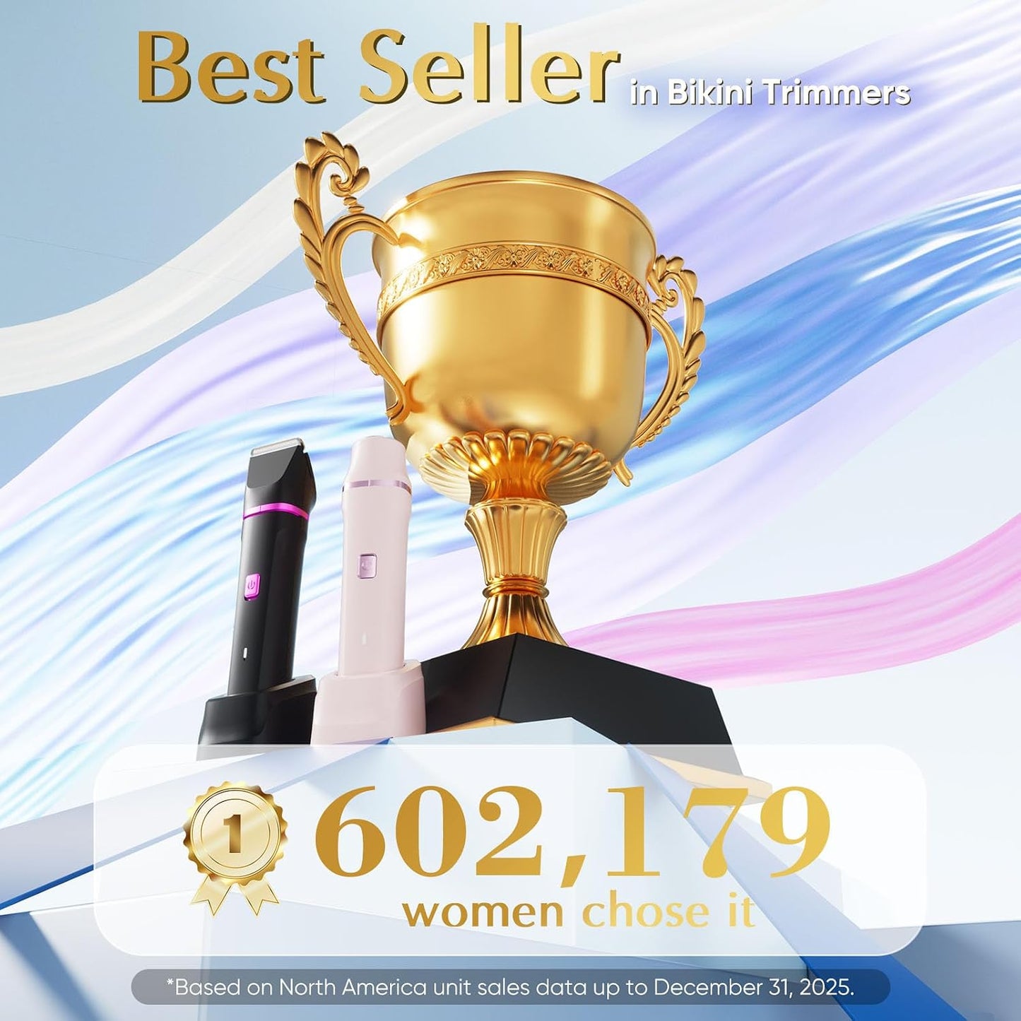 HotRisina Bikini Trimmer for Women - Painless Electric Razors for Silk Skin,Cordless Body Shaver with Ceramic Blade, Replaceable Lady Razor, IPX7 Waterproof & Easy Cleaning, Birthday Gifts for Women