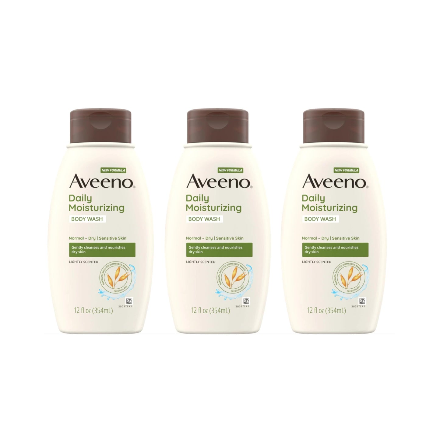HotAveeno Daily Moisturizing Body Wash for Normal to Dry and Sensitive Skin Formula with Prebiotic Oat, Lightly Scented, 18 Fl Oz (2 Pack)