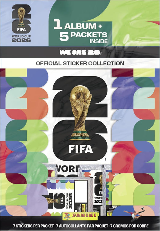 Hot2026 Panini FIFA World Cup Sticker Starter Bundle – Official Album + 5 Sticker Packs – Licensed Tournament Collection