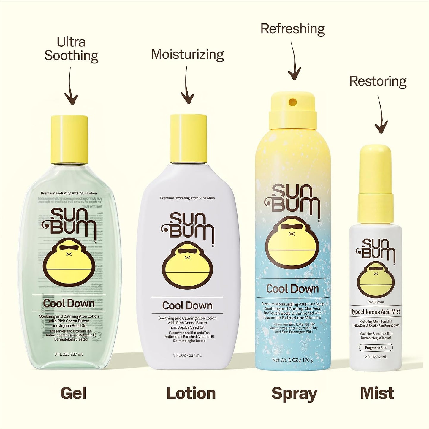 HotSun Bum Cool Down Aloe Vera Spray - Vegan After Sun Care to Soothe and Hydrate Sunburn - 6 oz