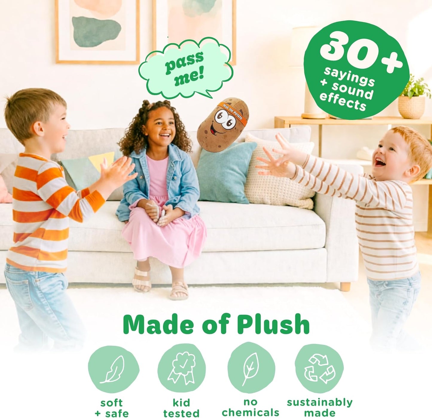 HotMove2Play, Pass The Potato | Hilariously Wild & Fun | Active Family Game for Kids Ages 3-8+ | Indoor Outdoor Toss Game | Party Games for Boys & Girls | Camping Travel Fun