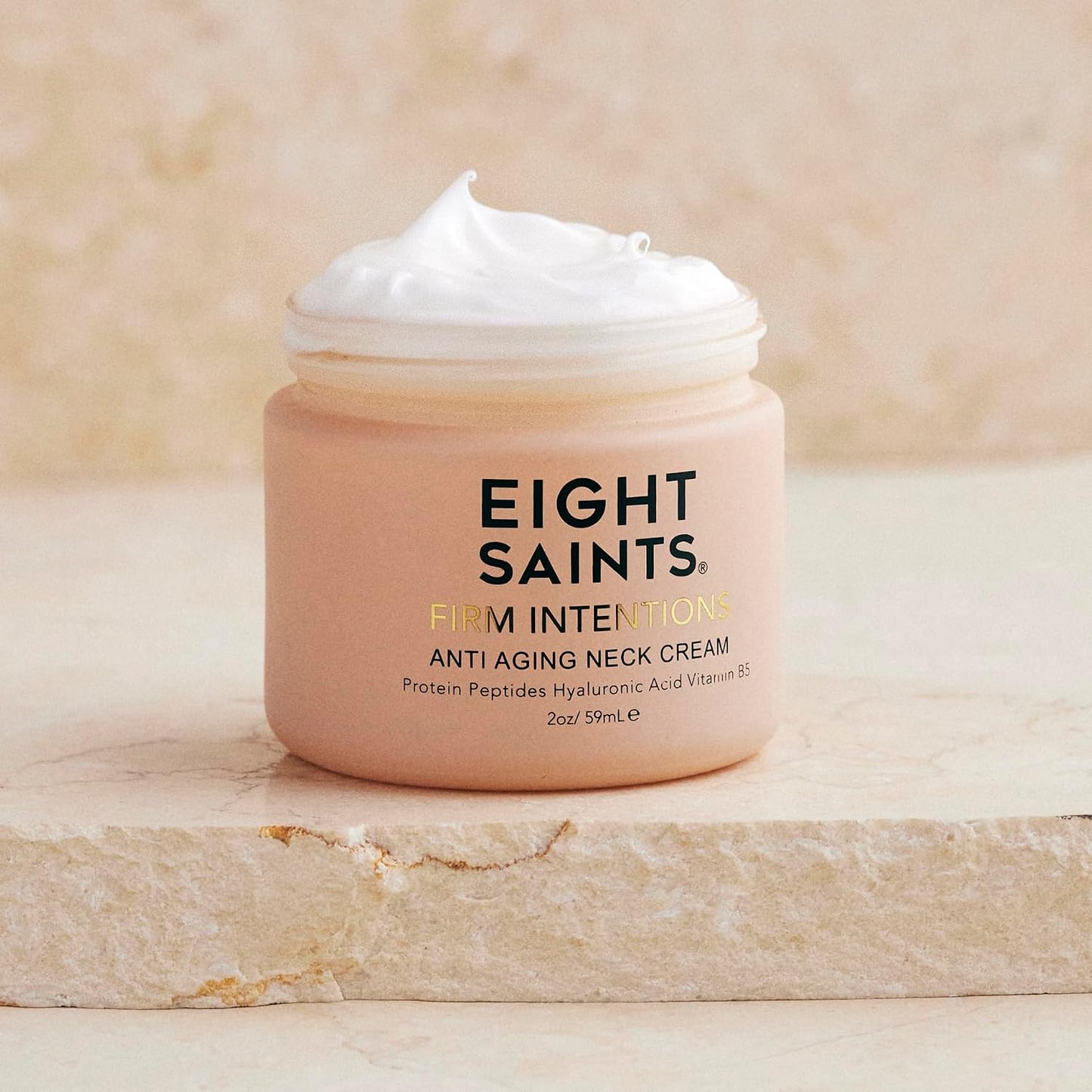 HotEight Saints Firm Intentions Anti Aging Neck Cream For Firming Skin and Reducing Wrinkles, with Protein Peptides, Hyaluronic Acid, and Niacinamide, 2 Ounces