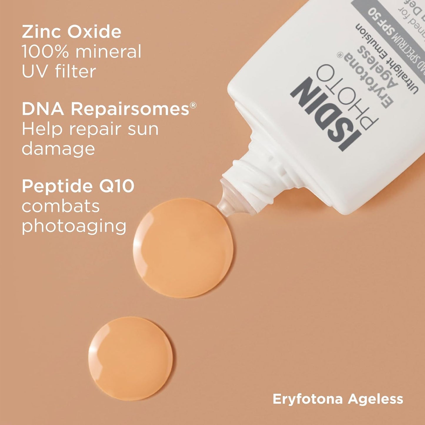 HotISDIN Eryfotona Ageless Tinted Mineral Face Sunscreen SPF 50, Zinc Oxide | Anti-Aging, 100% Mineral UV Filters, Ultralight Emulsion, Suitable for Sensitive Skin, Dermatologist Recommended