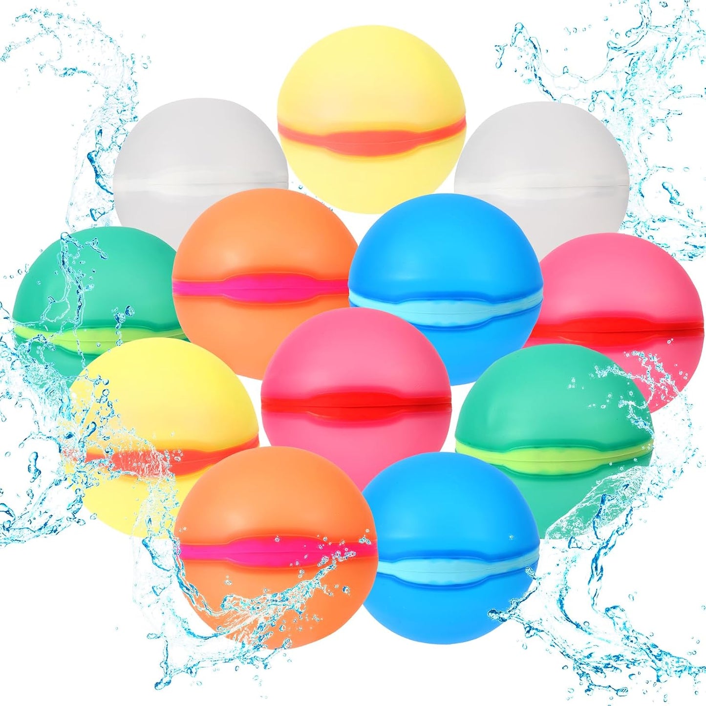 HotReusable Water Balloons,12 Pcs Magnetic Splash Refillable Balls,Summer Water Toys for Kids Pool Beach & Outdoor (12pcs)