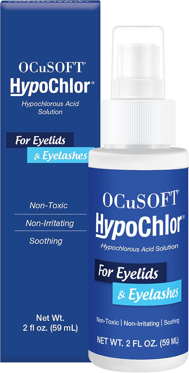 HotOCuSOFT HypoChlor Spray - Non-Irritating Hypochlorous Acid Spray & Eyelid Cleanser Solution to Remove Oil & Debris- 2 fl oz | Eyelid Spray for Irritated Eyelids Associated with Blepharitis, Dry Eyes, Meibomian Gland Dysfunction and Styes