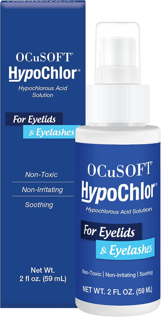 HotOCuSOFT HypoChlor Spray - Non-Irritating Hypochlorous Acid Spray & Eyelid Cleanser Solution to Remove Oil & Debris- 2 fl oz | Eyelid Spray for Irritated Eyelids Associated with Blepharitis, Dry Eyes, Meibomian Gland Dysfunction and Styes