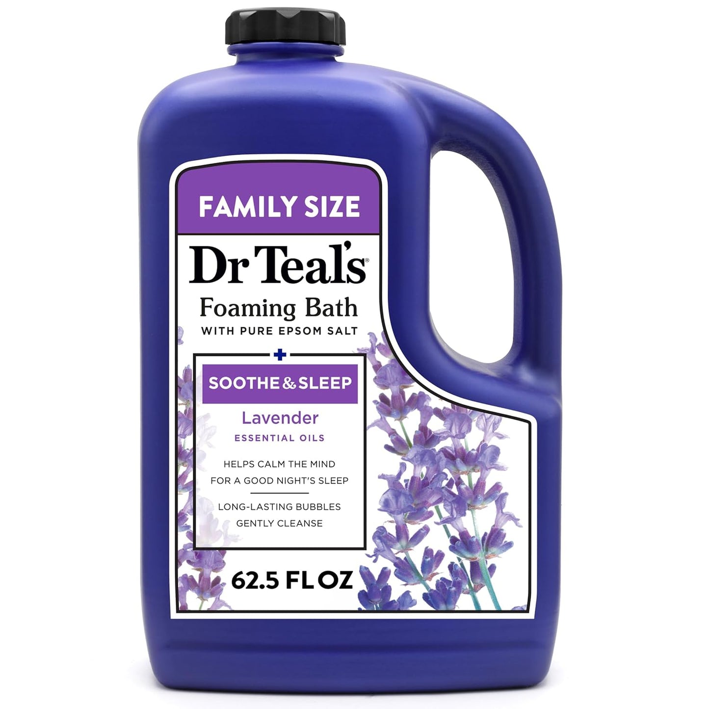 HotDr Teal's Foaming Bath with Pure Epsom Salt, Soothe & Sleep with Lavender, 62.5 fl oz