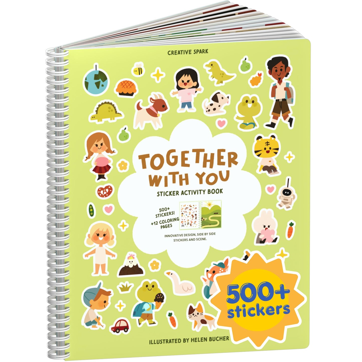 HotCars, Trucks, Planes & Trains 500+ Kids Sticker Book by Cupkin Fun Toddler Travel Activity Coloring and Sticker Book, Road Trip Essentials, 12 Coloring Pages + Scenes for Ages 2–8 Years