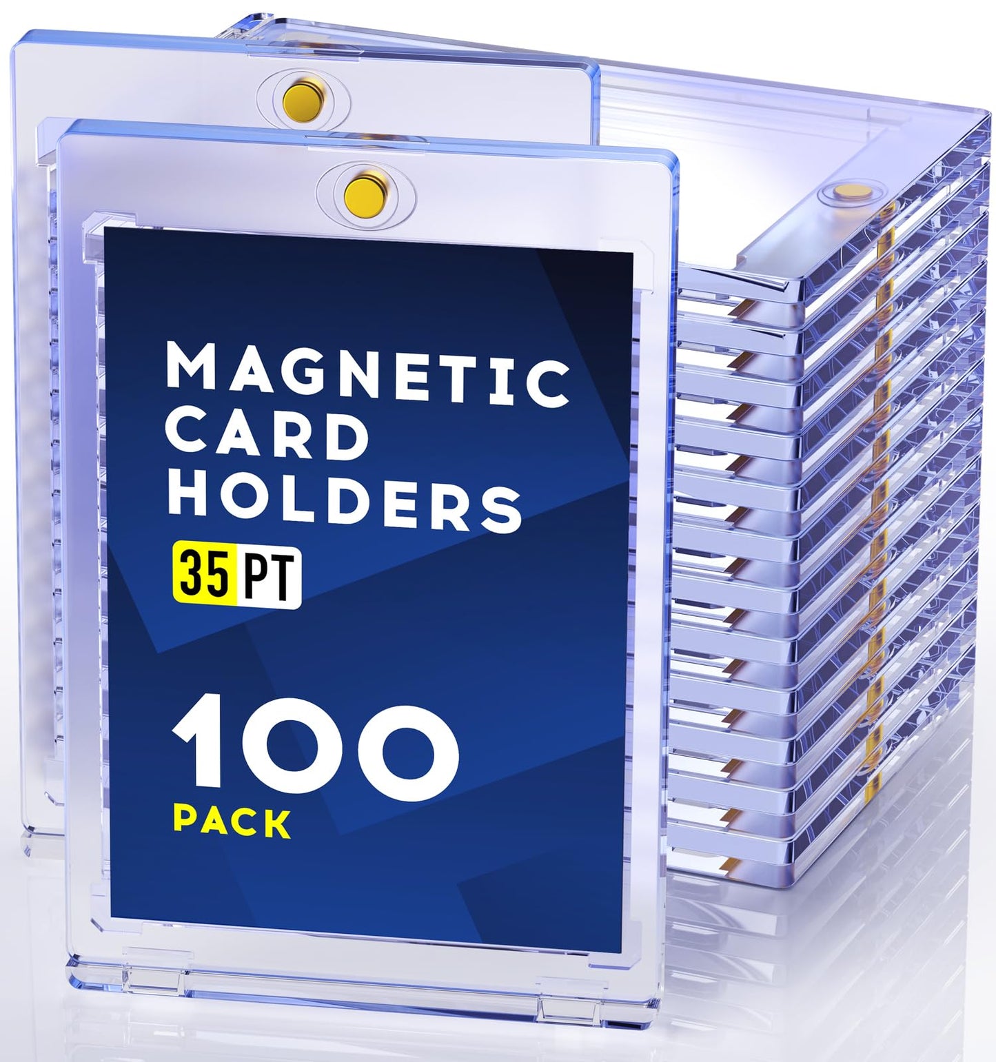 Hot 100ct Magnetic Card Holder, 35pt One Touch Card Holder, U-V Protectors Hard Plastic for Trading Cards, Magnet Case, Sports, Game, Football, Baseball