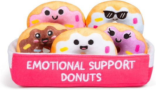 Hot WHAT DO YOU MEME? Emotional Support Donuts by Relatable, Cuddly Stuffed Animals and Toys, Squishy Toys and Plushies, Great Ideas for Loved Ones of All Ages, Includes 5 Plushies with Carrying Basket