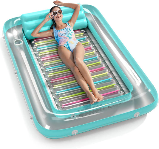 HotInflatable Tanning Pool Lounger Float - Jasonwell 4 in 1 Sun Tan Tub Sunbathing Pool Lounge Raft Floatie Toys Water Filled Tanning Bed Mat Pad for Adult Blow Up Kiddie Pools Kids Ball Pit (MG,L)