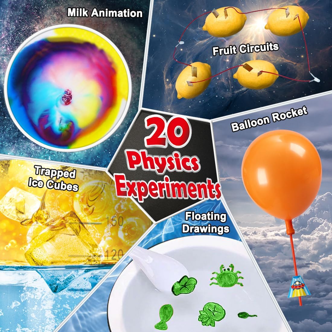 HotUNGLINGA 70 Lab Experiments Science Kits for Kids Educational Scientist Toys Birthday Gifts Idea for Girls Boys, Chemistry Set, Erupting Volcano, Fruit Circuits, S.T.E.M Activities Science Project
