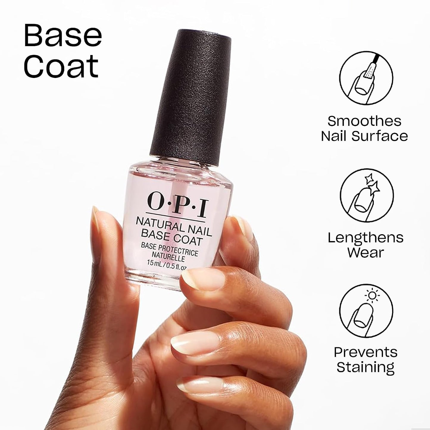 HotOPI Nail Lacquer Base Coat | Nail Prep & Treatment Formulas | Helps Protect Nails & Extend Polish Wear | Chip Resistant, Prevents Discoloration