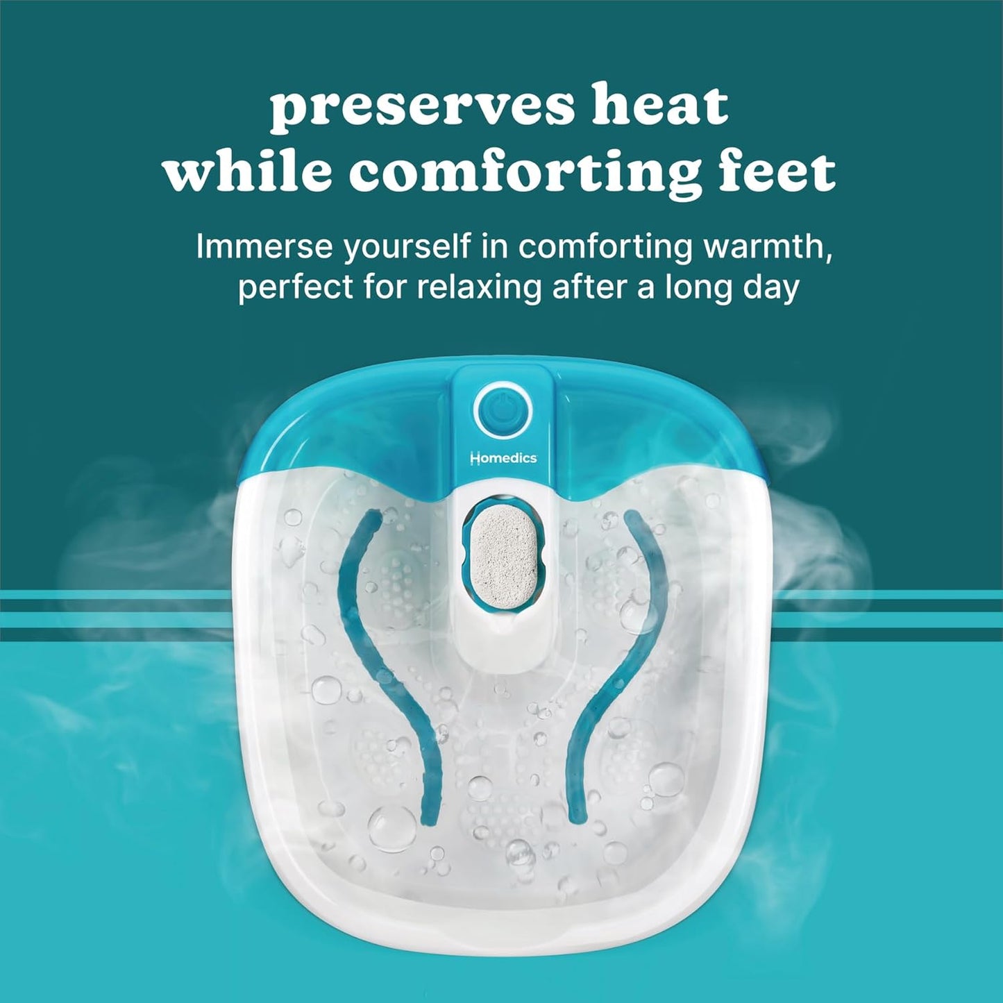 HotHomedics Bubble Mate Foot Spa, Toe Touch Controlled Foot Bath with Invigorating Bubbles and Splash Proof, Raised Massage Nodes and Removable Pumice Stone
