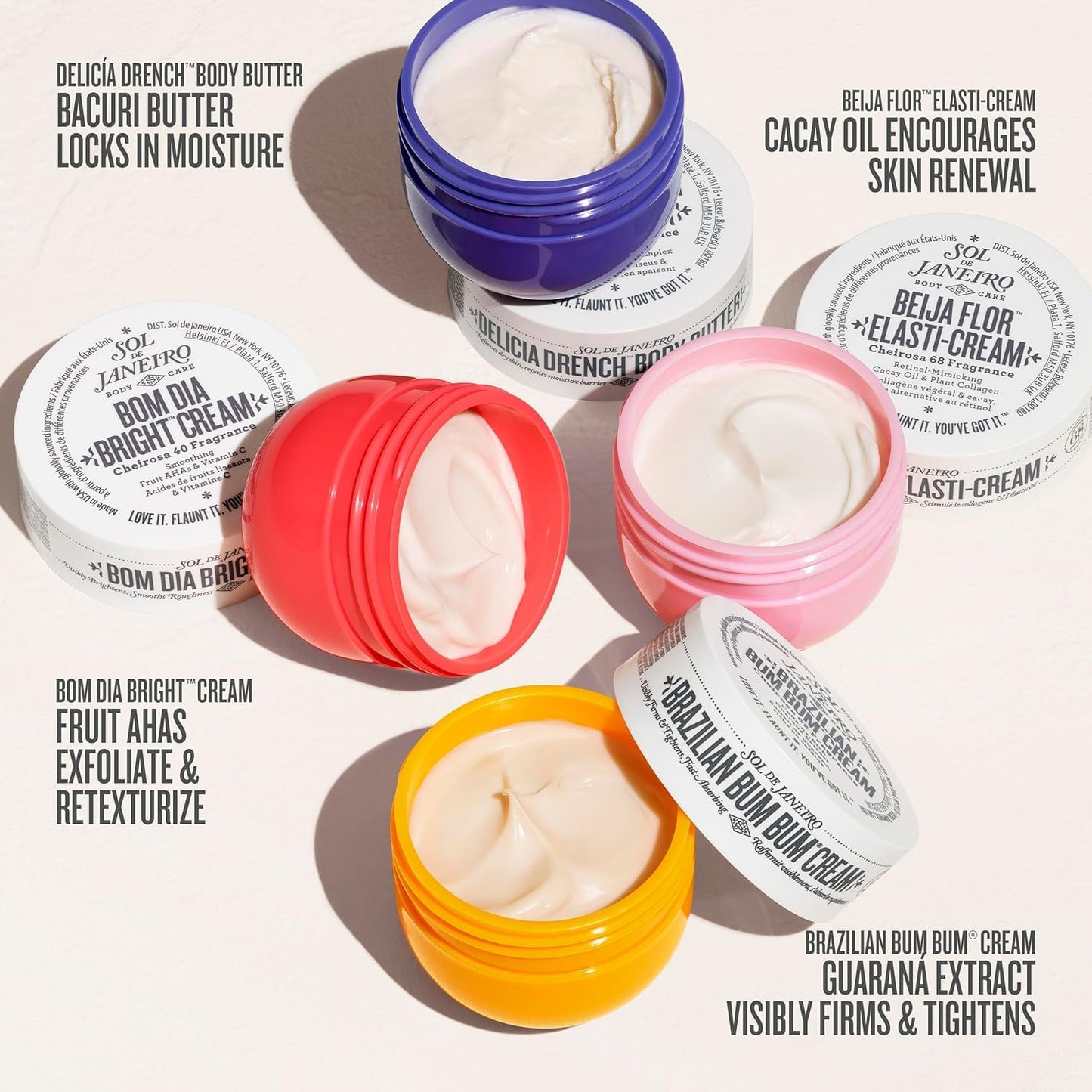 HotSol de Janeiro Body Boldly Body Cream Discovery Set | Trial Size Beauty Minis | Gift Set | Set of 4 - 25mL | Amazon Exclusive