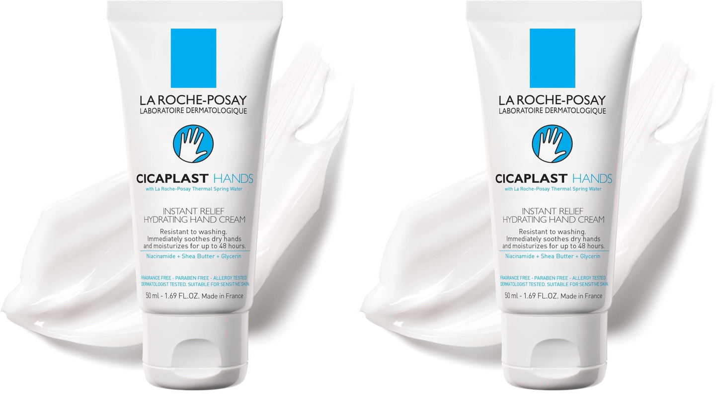 HotLa Roche-Posay Cicaplast Hand Cream, Instant Relief Moisturizing Hand Lotion for Dry Hands, Shea Butter Lotion for Dry Cracked Hands, Non Greasy, Fragrance Free