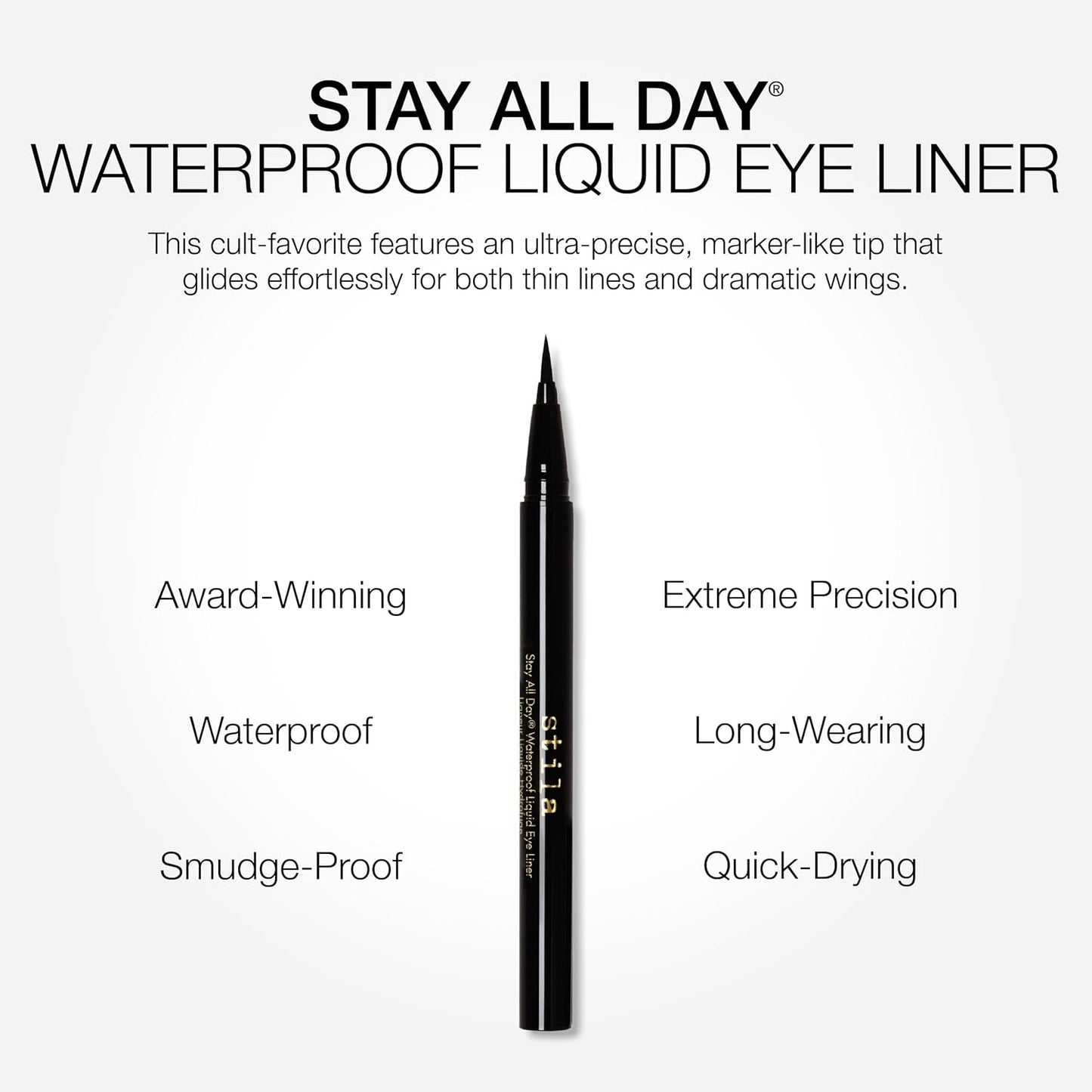 Hotstila Waterproof Liquid Eye Liner, Stay All Day Makeup with Fine Brush Tip Lasting Satin Finish, Smudge-Proof & Transfer-Resistant