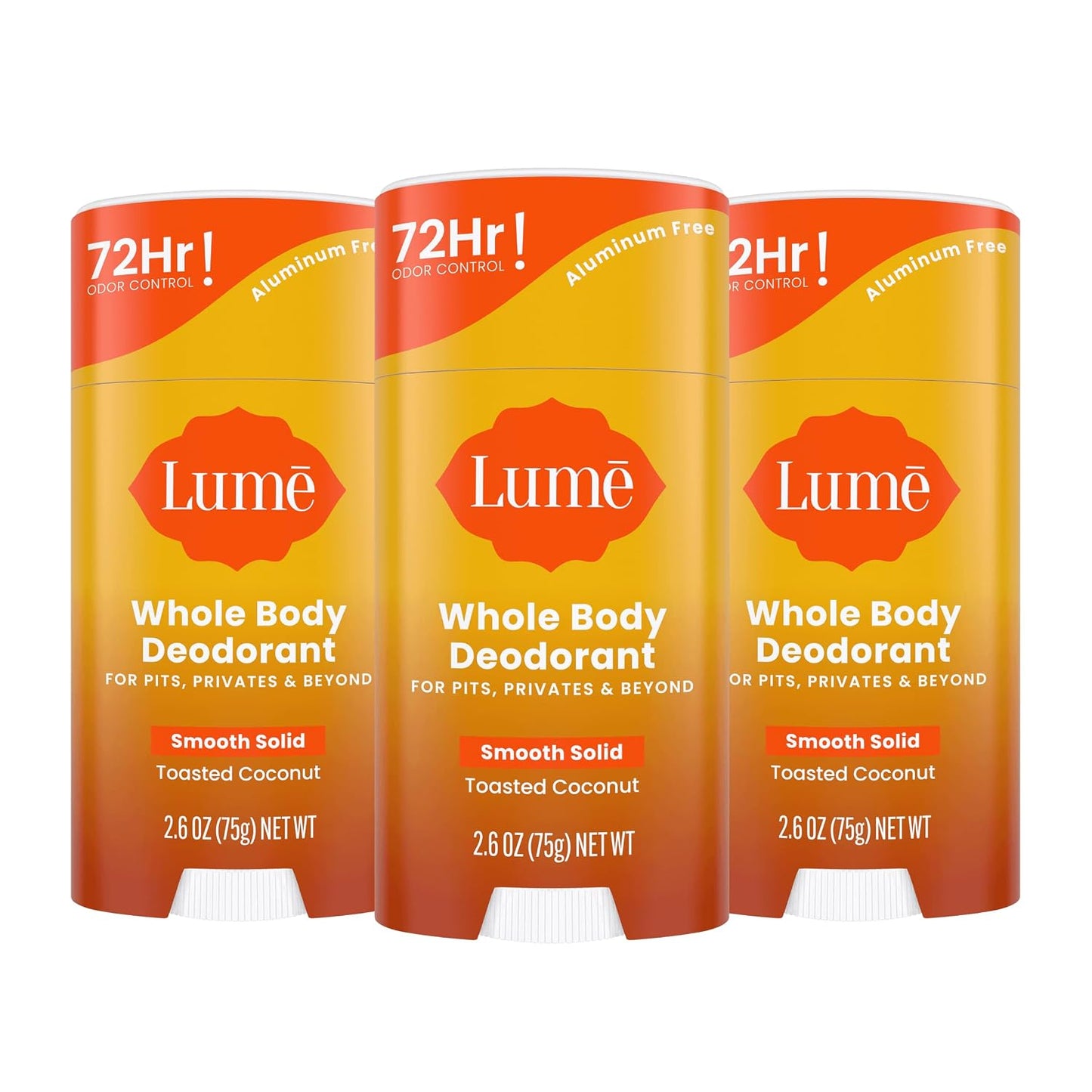 HotLume Whole Body Deodorant - Smooth Solid Stick - 72 Hour Odor Control - Aluminum Free, Baking Soda Free and Skin Safe - 2.6 Ounce (Pack of 2) (Soft Powder)