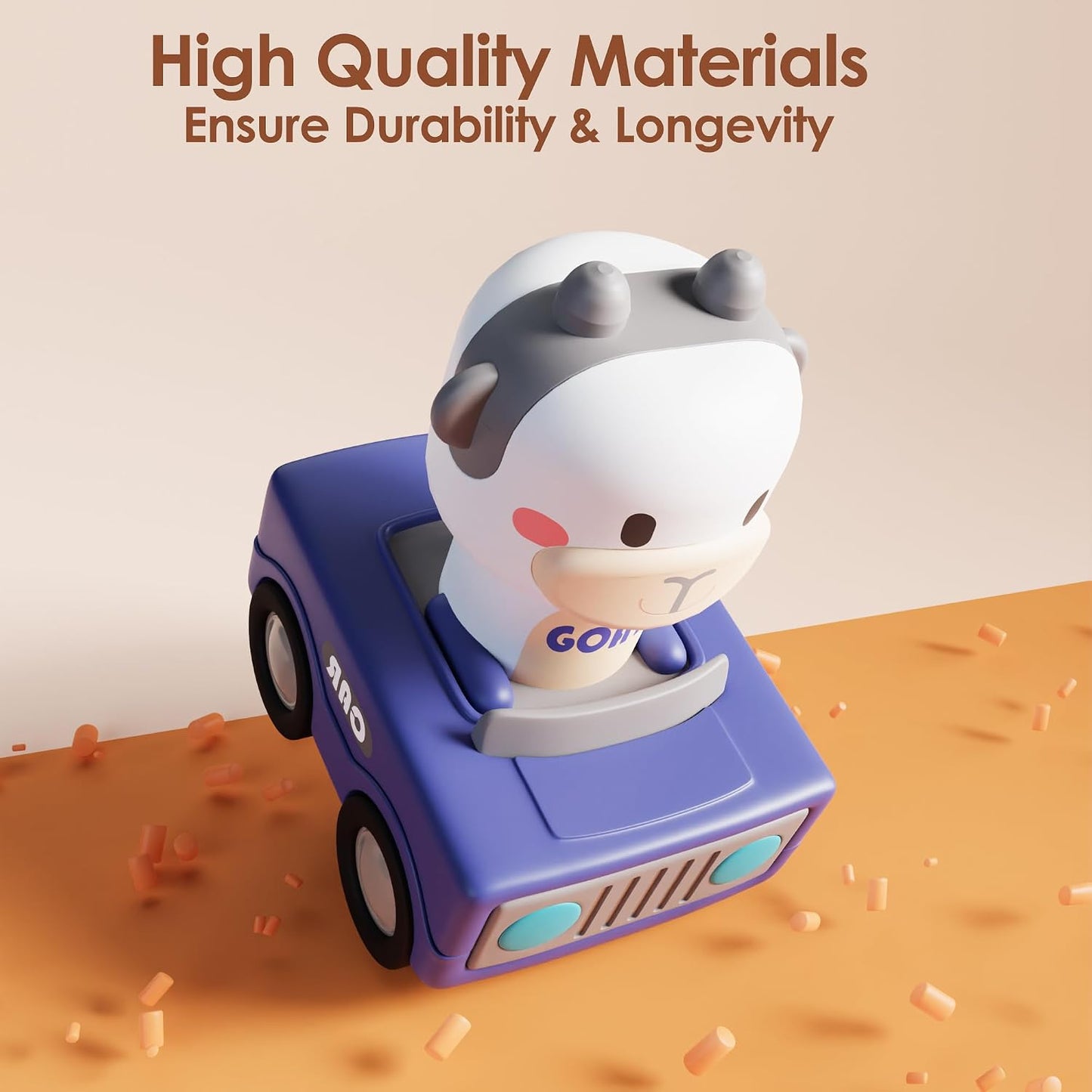 HotiPlay, iLearn Press to Go Car Toys for Toddlers 1-3, Baby Animal Racing Cars, Infant Play Vehicle Set, Baby Push Go Friction Car Toys for 6-9-12-18 Months, 1st Birthday Gifts for 1-2 Years Old Boys