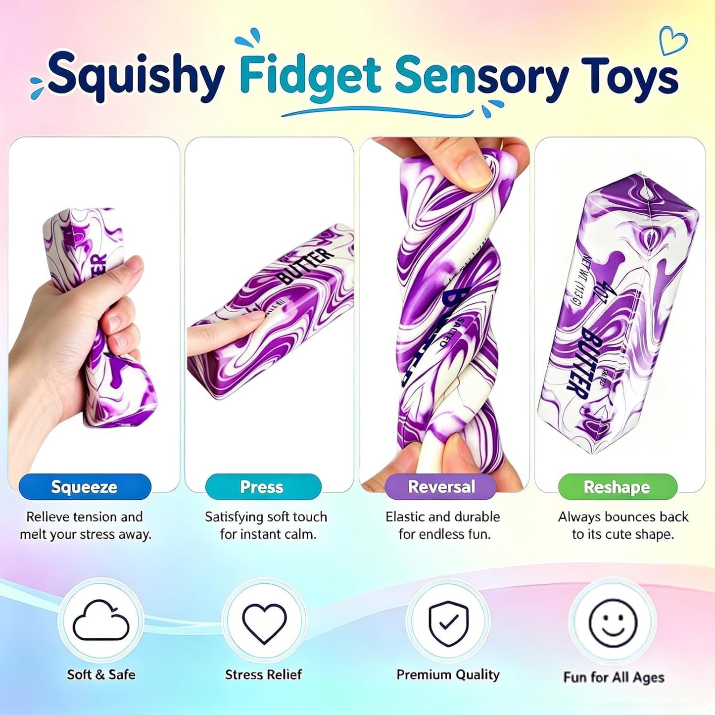 Hot Butter Squishy, Squishy Butter, Squeeze Toys, Realistic Butter Stick Soft Squeeze Toys (Butter-2PCS)