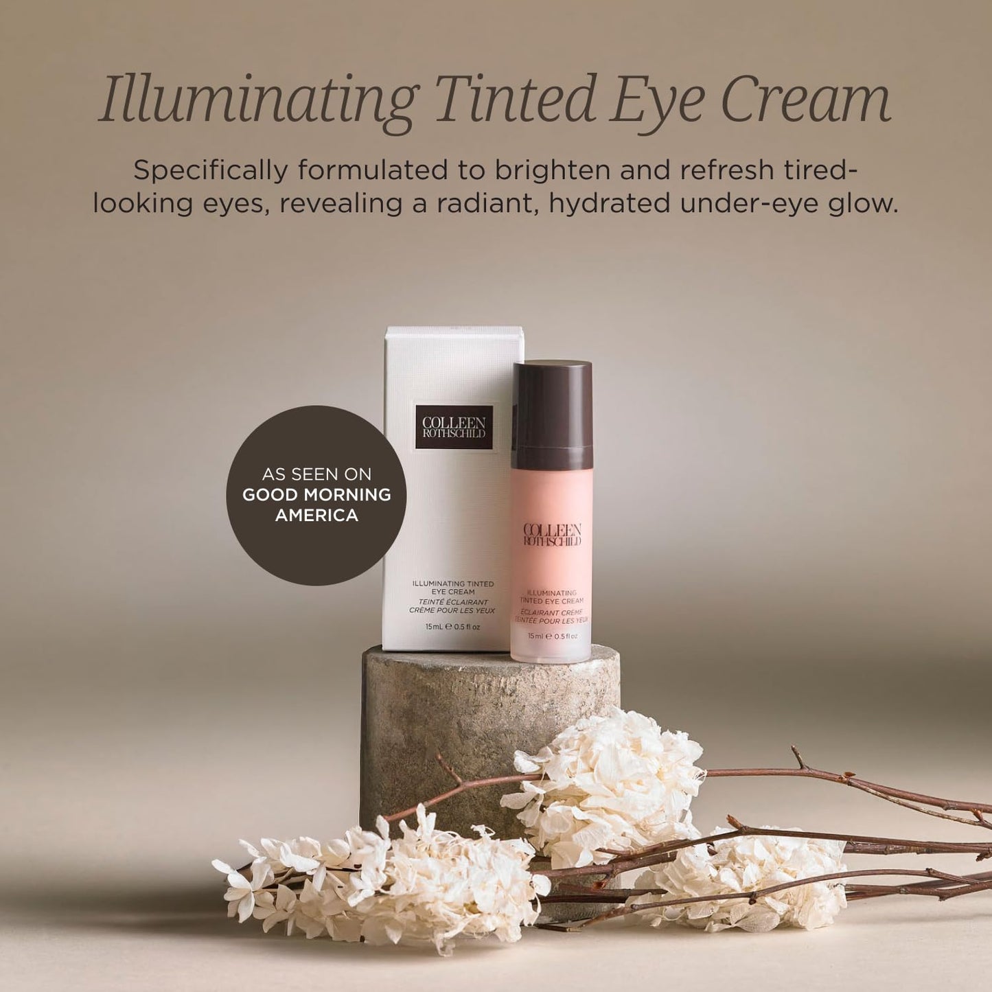 HotColleen Rothschild Illuminating Tinted Eye Cream - Instant Brightening Under Anti Dark Circles Treatment with Hyaluronic Acid, Caffeine & Peptides
