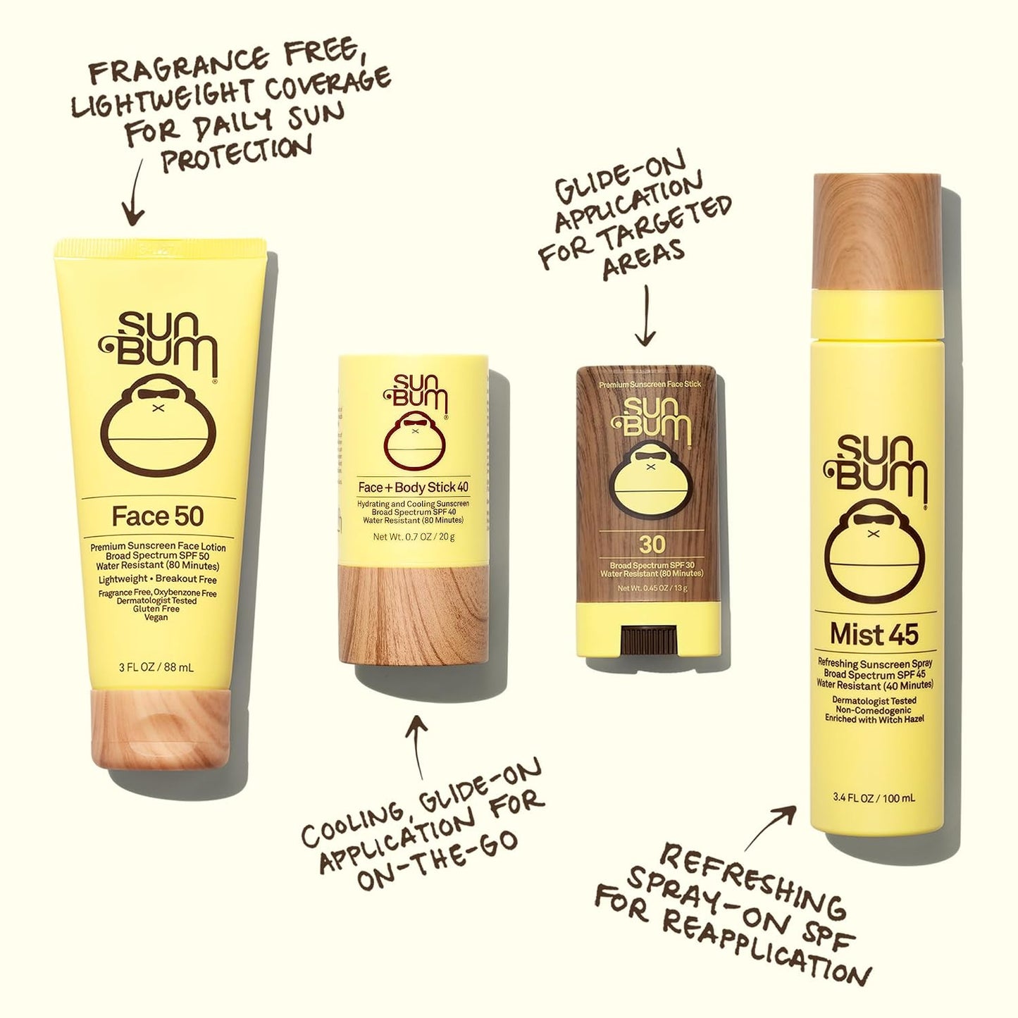 HotSun Bum Original SPF 50 Sunscreen Face Lotion - Broad Spectrum Moisturizing Facial Sunscreen with Vitamin E - Travel Size - 3 oz