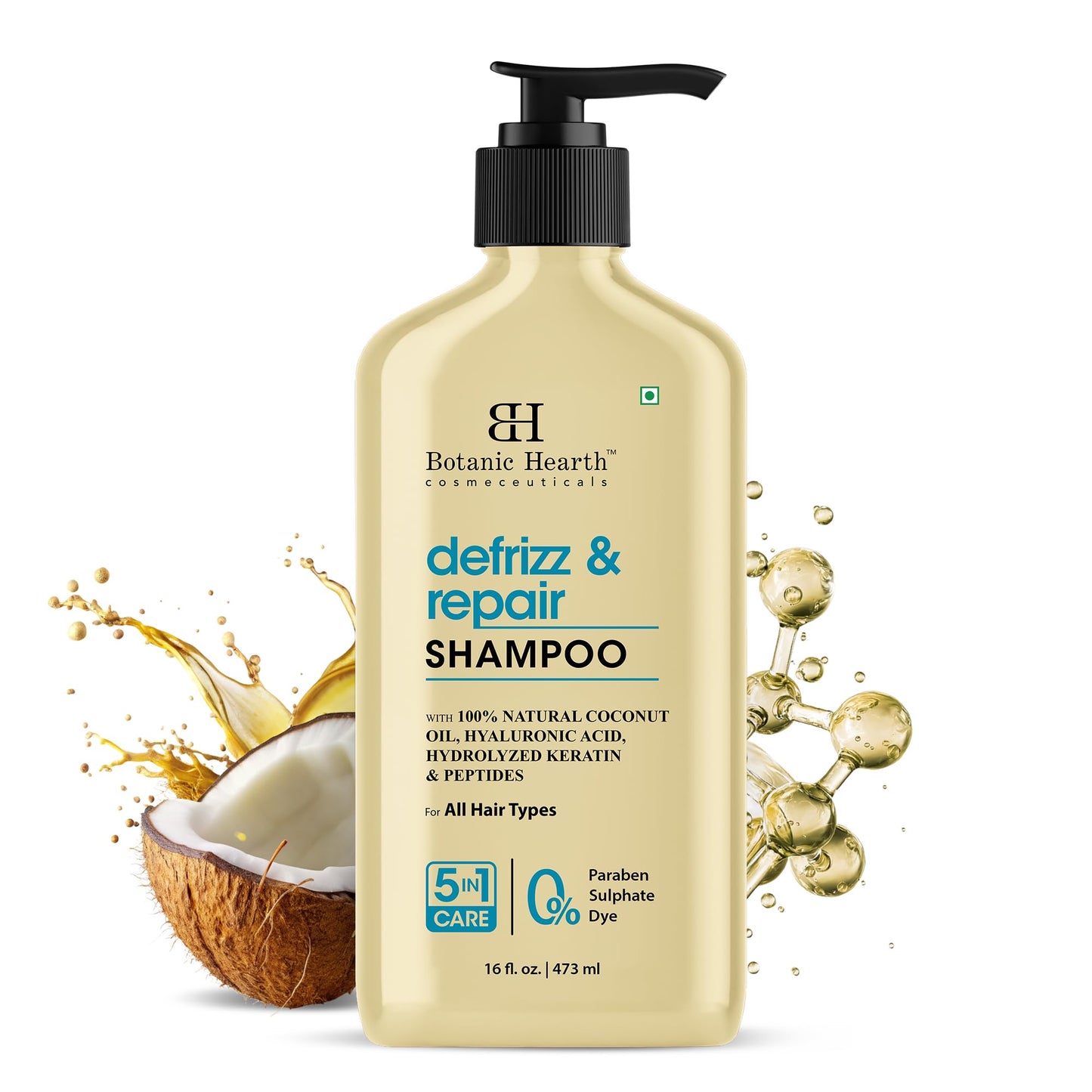 HotBotanic Hearth Tea Tree Shampoo, Vitamin C, Peppermint, Lavender and Rosemary Oil, Fights Dandruff and Dry Scalp, 16 fl oz