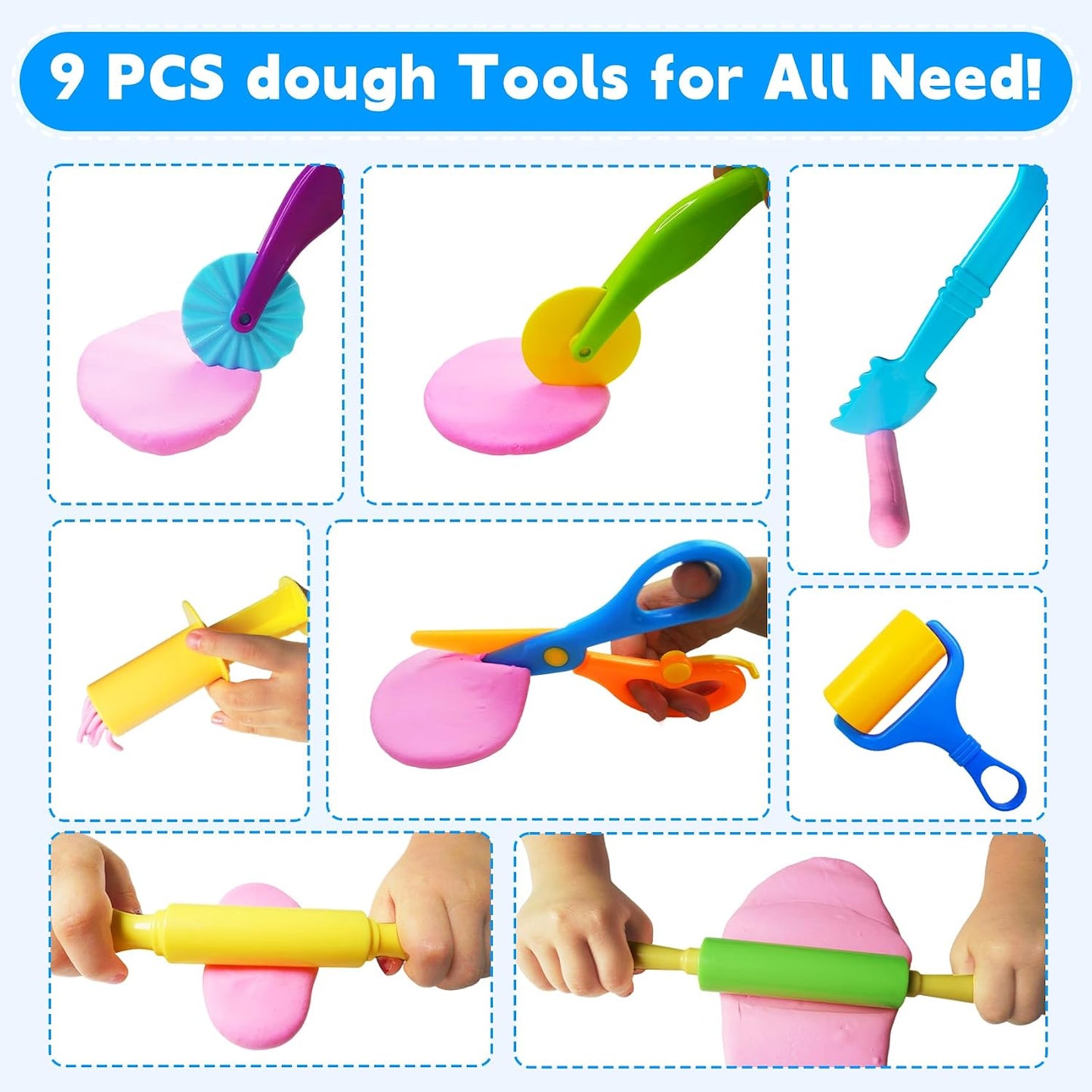 Hot 28Pcs Dough and Clay Play Tools Kit for Kids, Modeling Clay Accessories with Animal Cutters, Rolling Pins, Safety Scissors, Dough Extruder & Rollers