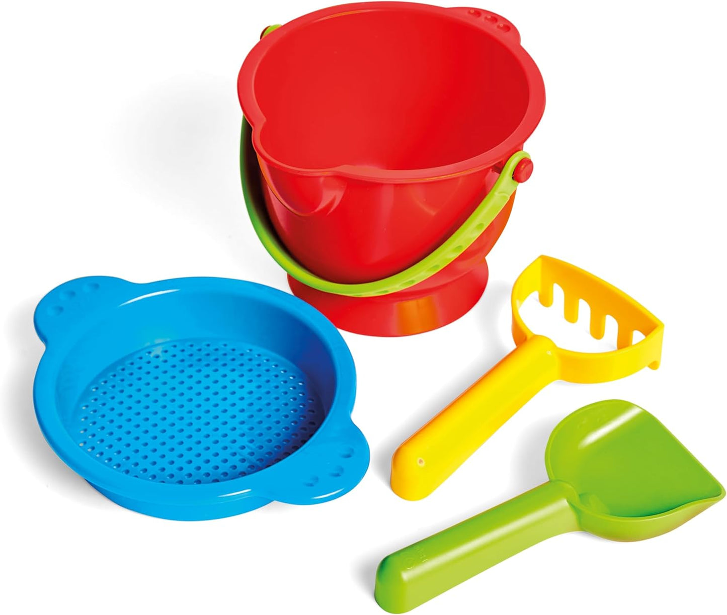 Hot Hape Beach Basics Sand Toy Set Including Bucket Sifter, Rake, and Shovel Toys| Sand Toy Playset for Toddlers 18M+