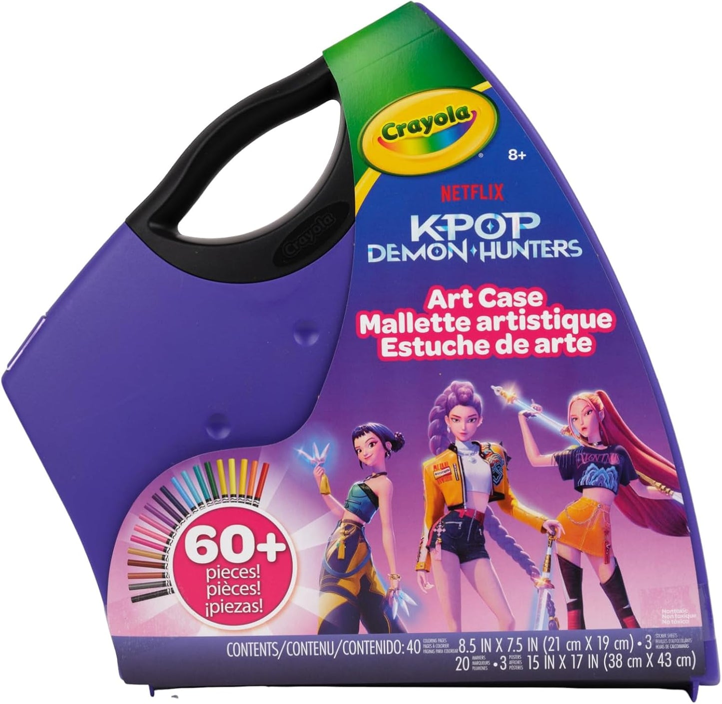 HotCrayola Kpop Demon Hunters Art Case (40+pcs), Coloring & Sticker Craft Kit, Gift for Kids & Teens, Travel Activity Set, Ages 8+