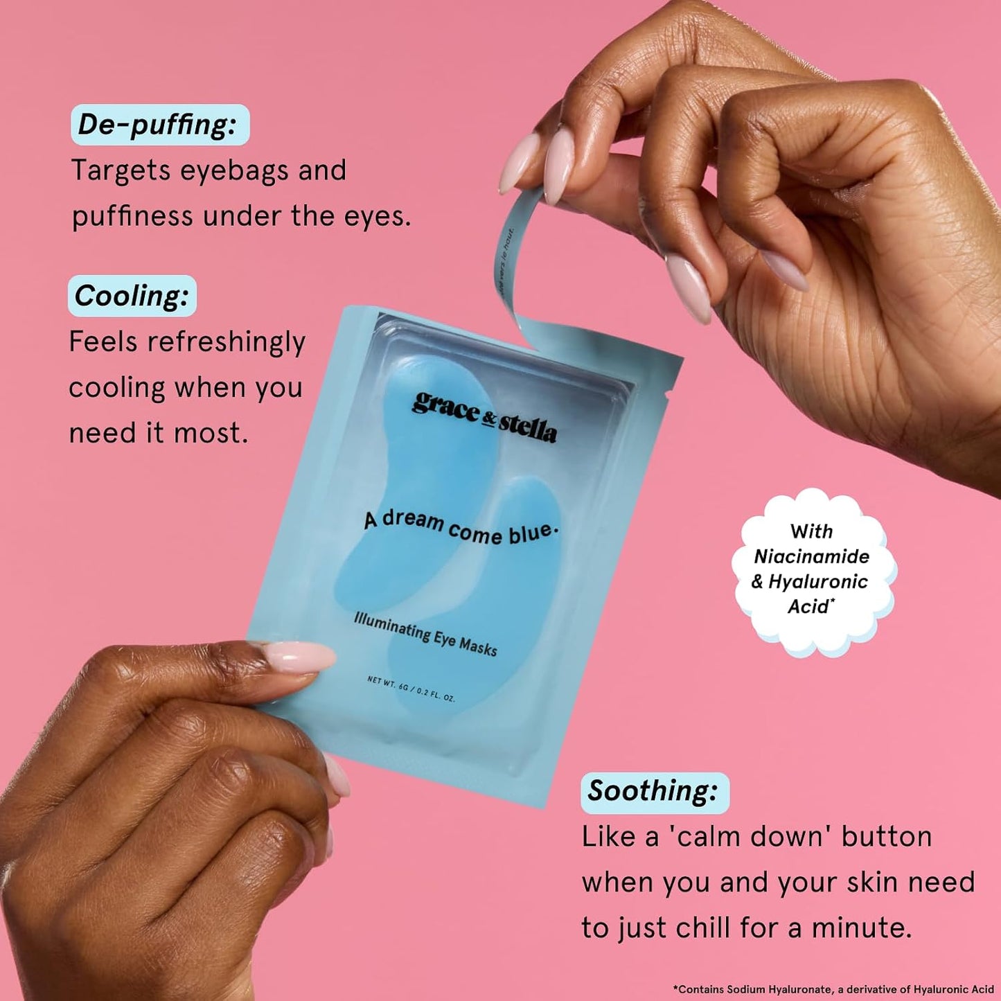 Hotgrace & stella Award Winning Under Eye Mask Reduce Dark Circles, Puffy Eyes, Undereye Bags, Wrinkles, Gel Under Eye Patches, Get Well Gifts for Women - Vegan Eye mask (24 Pairs, Blue)