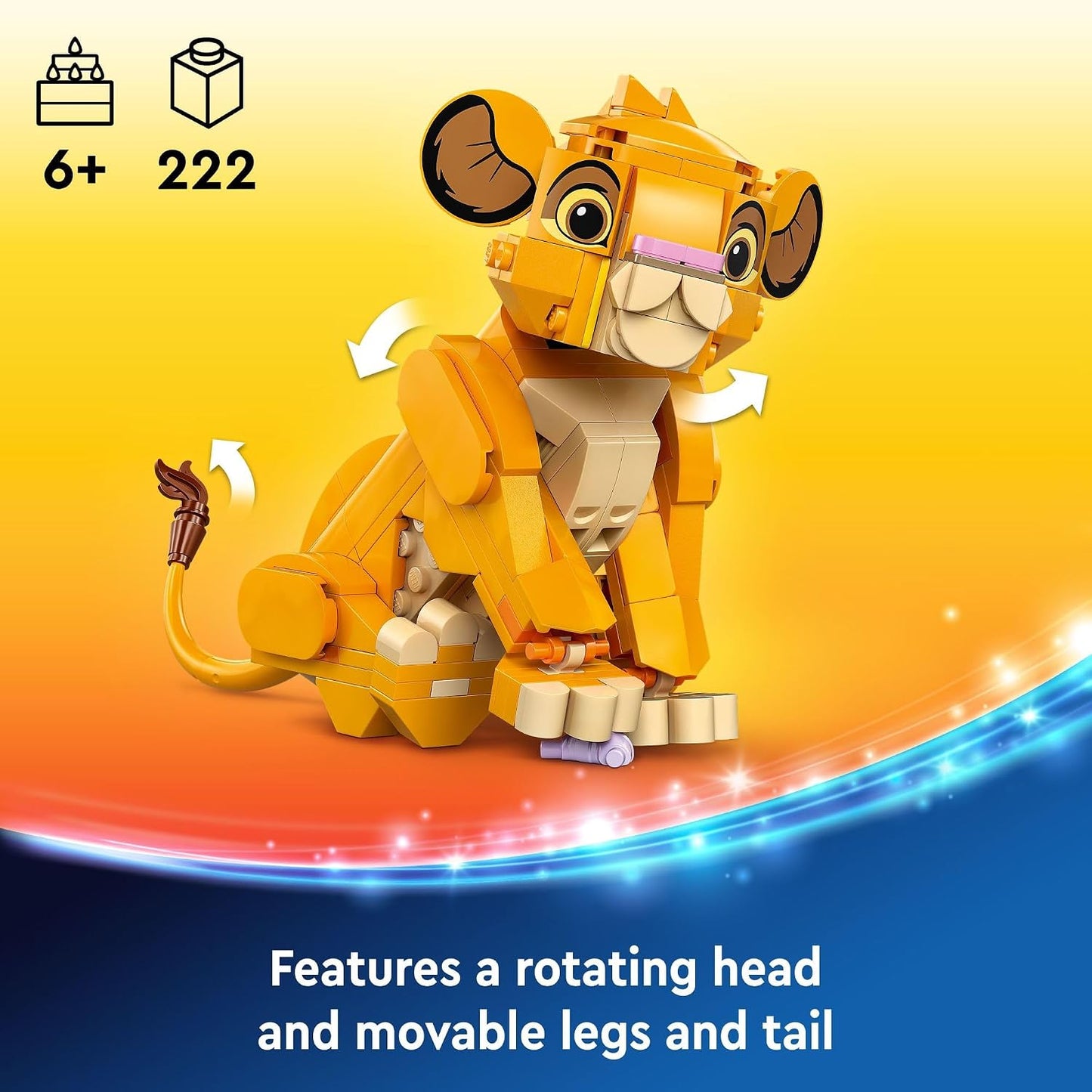 Hot LEGO Disney Simba The Lion King Cub Building Toy - Collectible Play & Display Set - 6 Year Old Girl & Boy Birthday Gift - Detailed Model of Disney Simba - 43243