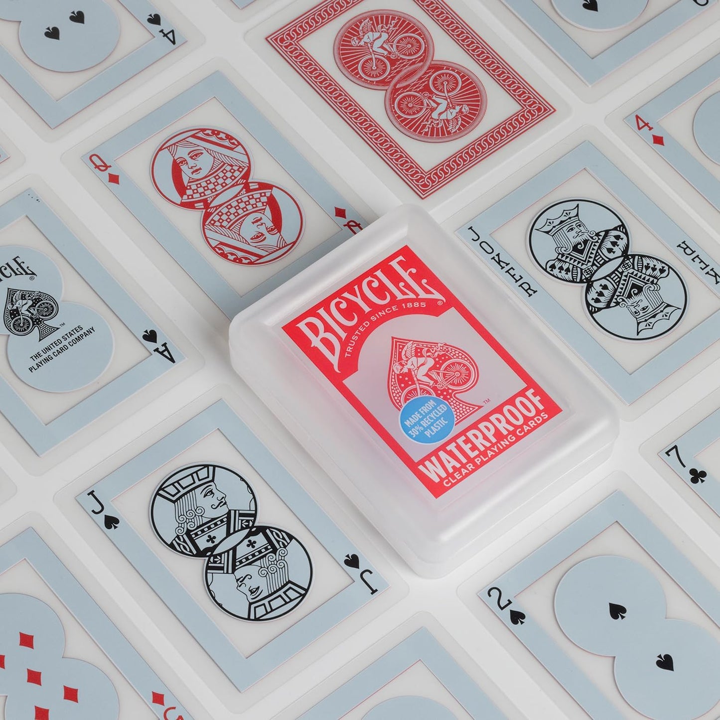 HotBicycle Waterproof Playing Cards Red Plastic Deck Pool Beach | 100% waterproof and washable, Modern Cupid Back design, Protective clamshell case included, Durable yet flexible