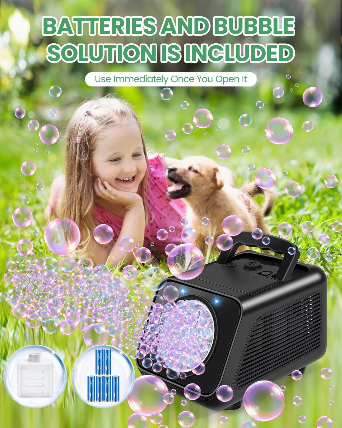 HotBubble Machine Automatic Bubble Blower for Kids: Battery Operated Bubble Maker for Toddlers 1-3 | 20000+ Bubbles Per Min Contain 6 AA Battery | Outdoor Toys for Parties Birthday Wedding
