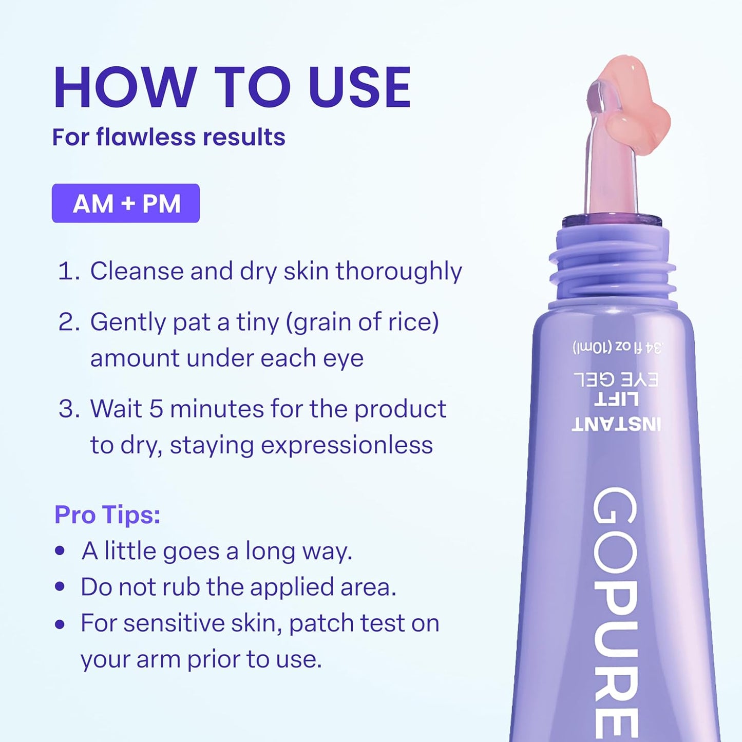 HotgoPure NEW Instant Lift Eye Gel - For the look of Puffiness & Bags, Wrinkles, Fine Lines and Dark Circles, Anti Aging Skin Care for Men & Women with MaxLift3 Biotech Under Eye Brightener