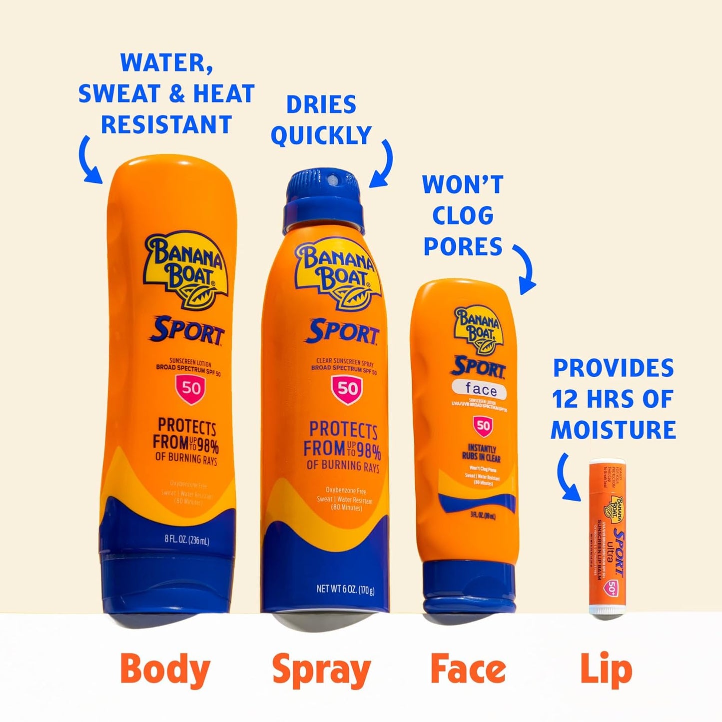 HotBanana Boat Sport Ultra SPF 50 Sunscreen Spray | Banana Boat Sunscreen Spray SPF 50, Water Resistant, Oxybenzone Free, Sunblock, 6oz each Twin Pack