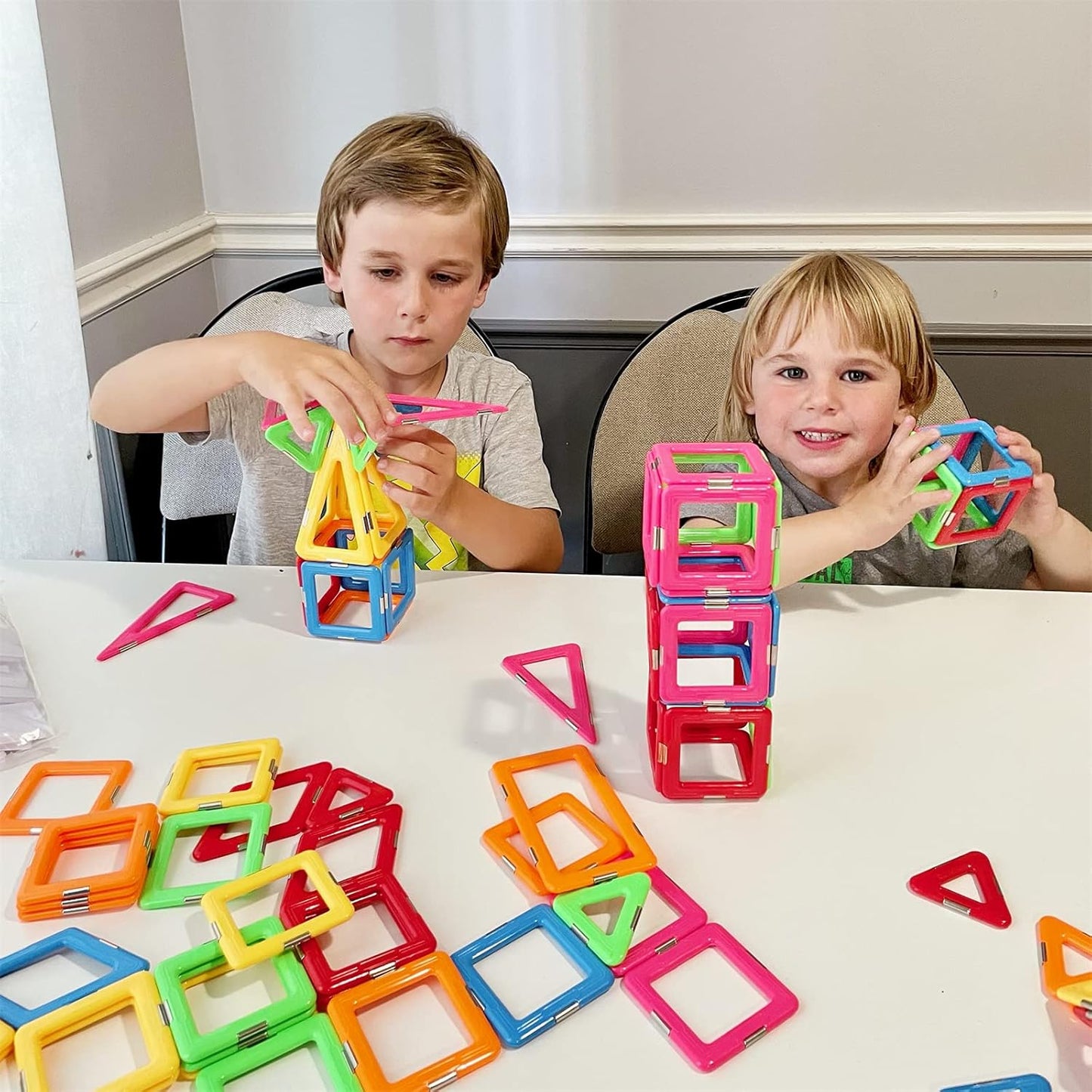 HotCoodoo Upgraded Magnetic Blocks Tough Tiles STEM Toys for 3+ Year Old Boys and Girls Learning by Playing Games for Toddlers Kids, Compatible with Major Brands Building Blocks - Starter Set