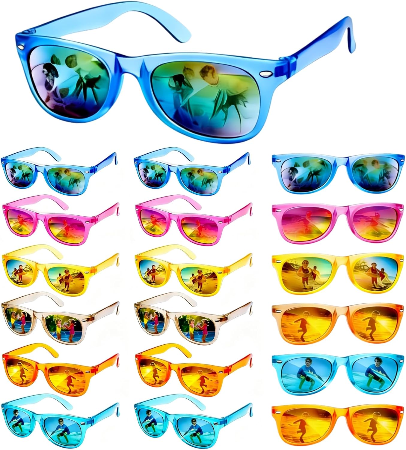 Hot 18 Pack Kids Sunglasses Bulk Party Favors, Neon Sunglasses with UV400 Protection for Kids Age 3-8,Great Gift for Birthday ，Graduation Party Supplies Party, Beach, Pool，Boys Girls Goody Bag Stuffers